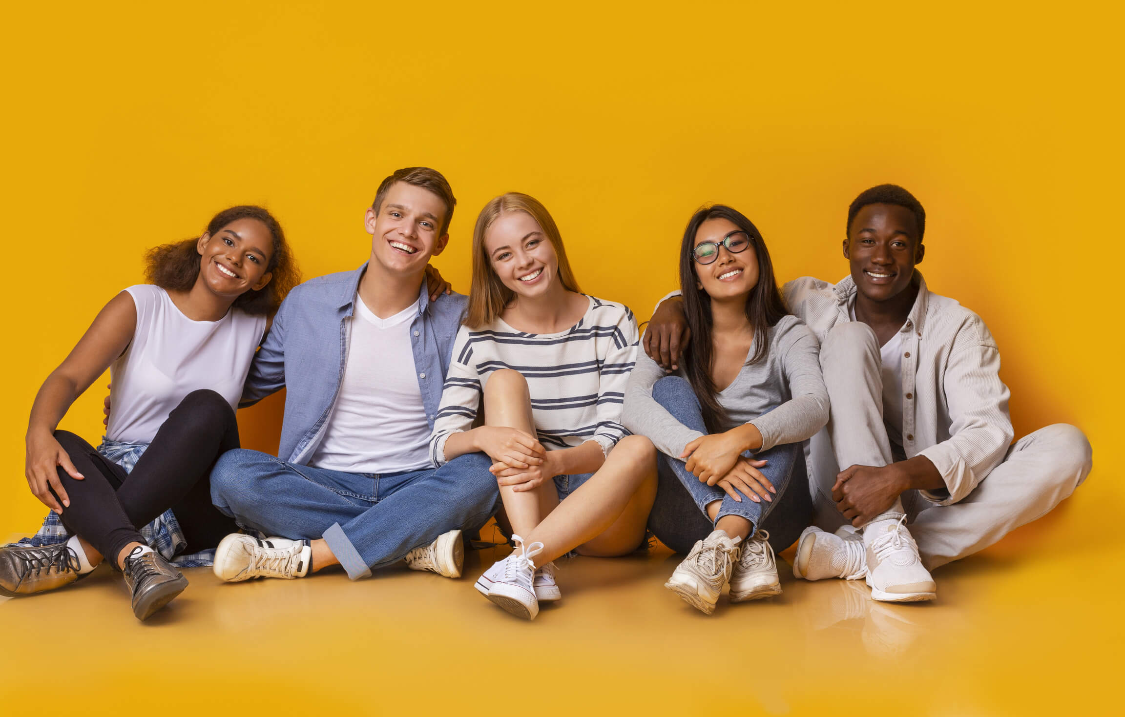 Joyful teens having fun